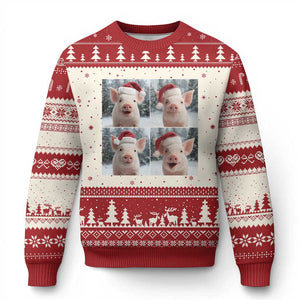 Funny Pig With Santa Hat Photobooth Ugly Christmas Sweater Xmas Gift TS12 Beige Red Print Your Wear