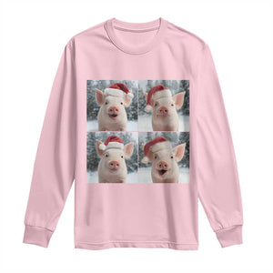 Funny Pig With Santa Hat Photobooth Long Sleeve Shirt Christmas Gift TS12 Light Pink Print Your Wear