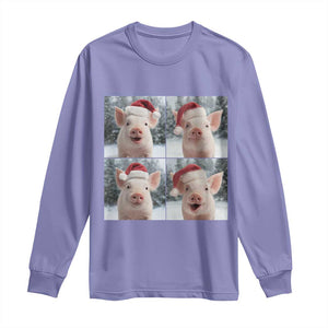 Funny Pig With Santa Hat Photobooth Long Sleeve Shirt Christmas Gift TS12 Violet Print Your Wear