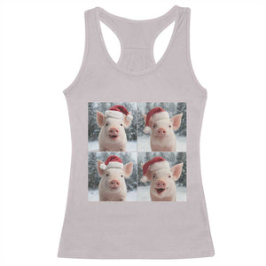 Funny Pig With Santa Hat Photobooth Racerback Tank Top Christmas Gift TS12 Ice Gray Print Your Wear