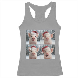 Funny Pig With Santa Hat Photobooth Racerback Tank Top Christmas Gift TS12 Sport Gray Print Your Wear