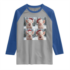Funny Pig With Santa Hat Photobooth Raglan Shirt Christmas Gift TS12 Sport Gray Royal Print Your Wear