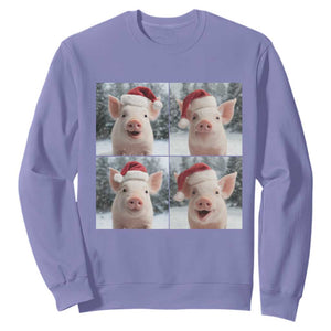 Funny Pig With Santa Hat Photobooth Sweatshirt Christmas Gift TS12 Violet Print Your Wear