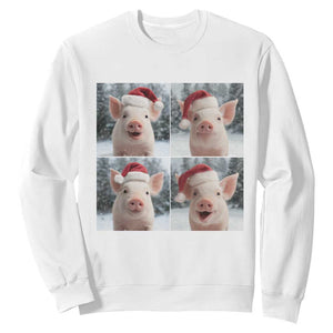 Funny Pig With Santa Hat Photobooth Sweatshirt Christmas Gift TS12 White Print Your Wear