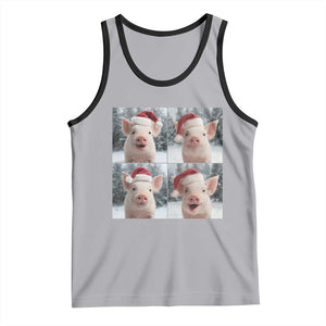 Funny Pig With Santa Hat Photobooth Tank Top Christmas Gift TS12 Athletic Heather Black Print Your Wear