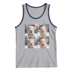 Funny Pig With Santa Hat Photobooth Tank Top Christmas Gift TS12 Athletic Heather Navy Print Your Wear