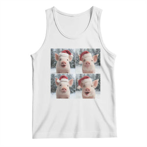 Funny Pig With Santa Hat Photobooth Tank Top Christmas Gift TS12 White Print Your Wear