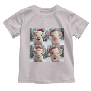 Funny Pig With Santa Hat Photobooth Toddler T Shirt Christmas Gift TS12 Ice Gray Print Your Wear