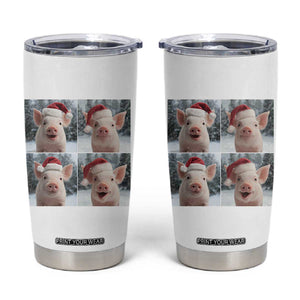 Funny Pig With Santa Hat Photobooth Tumbler Cup Christmas Gift TS12 White Print Your Wear