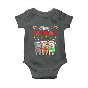 Funny Merry Pigmas Baby Onesie Christmas Pigs Farm Gift TS12 Dark Heather Print Your Wear