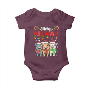 Funny Merry Pigmas Baby Onesie Christmas Pigs Farm Gift TS12 Maroon Print Your Wear