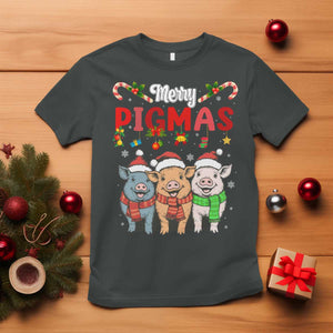 Funny Merry Pigmas T Shirt Christmas Pigs Farm Gift TS12 Dark Heather Print Your Wear