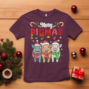 Funny Merry Pigmas T Shirt Christmas Pigs Farm Gift TS12 Maroon Print Your Wear