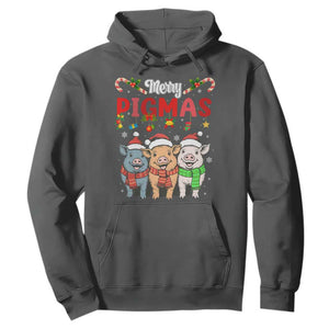 Funny Merry Pigmas Hoodie Christmas Pigs Farm Gift TS12 Dark Heather Print Your Wear