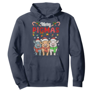 Funny Merry Pigmas Hoodie Christmas Pigs Farm Gift TS12 Navy Print Your Wear