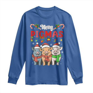 Funny Merry Pigmas Long Sleeve Shirt Christmas Pigs Farm Gift TS12 Royal Blue Print Your Wear