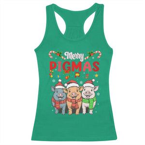 Funny Merry Pigmas Racerback Tank Top Christmas Pigs Farm Gift TS12 Irish Green Print Your Wear
