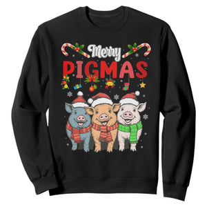 Funny Merry Pigmas Sweatshirt Christmas Pigs Farm Gift TS12 Black Print Your Wear