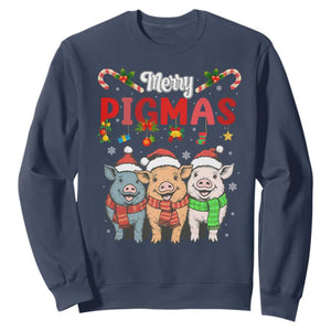 Funny Merry Pigmas Sweatshirt Christmas Pigs Farm Gift TS12 Navy Print Your Wear
