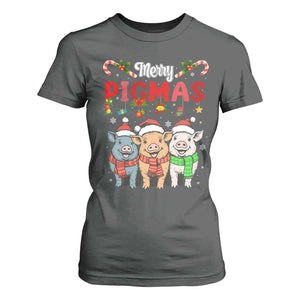 Funny Merry Pigmas T Shirt For Women Christmas Pigs Farm Gift TS12 Dark Heather Print Your Wear