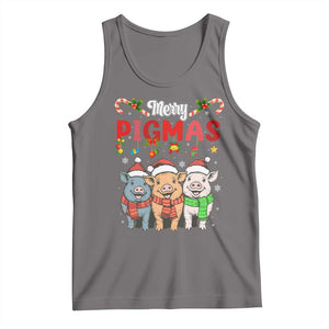 Funny Merry Pigmas Tank Top Christmas Pigs Farm Gift TS12 Deep Heather Print Your Wear