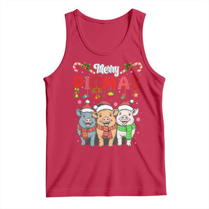 Funny Merry Pigmas Tank Top Christmas Pigs Farm Gift TS12 Red Print Your Wear