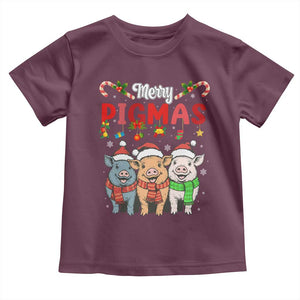 Funny Merry Pigmas Toddler T Shirt Christmas Pigs Farm Gift TS12 Maroon Print Your Wear
