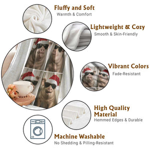 Cute Pig Christmas Selfie Throw Blanket Funny Holiday Photobooth Gift TS12 Print Your Wear