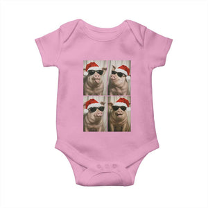 Cute Pig Christmas Selfie Baby Onesie Funny Holiday Photobooth Gift TS12 Light Pink Print Your Wear