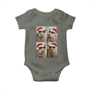 Cute Pig Christmas Selfie Baby Onesie Funny Holiday Photobooth Gift TS12 Military Green Print Your Wear