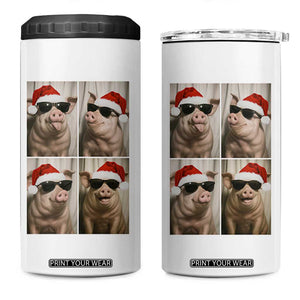 Cute Pig Christmas Selfie 4 in 1 Can Cooler Tumbler Funny Holiday Photobooth Gift TS12 One Size: 16 oz White Print Your Wear