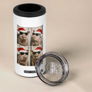 Cute Pig Christmas Selfie 4 in 1 Can Cooler Tumbler Funny Holiday Photobooth Gift TS12 Print Your Wear