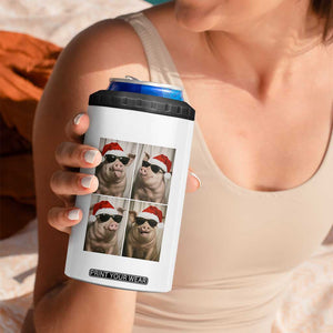 Cute Pig Christmas Selfie 4 in 1 Can Cooler Tumbler Funny Holiday Photobooth Gift TS12 Print Your Wear