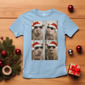 Cute Pig Christmas Selfie T Shirt Funny Holiday Photobooth Gift TS12 Light Blue Print Your Wear