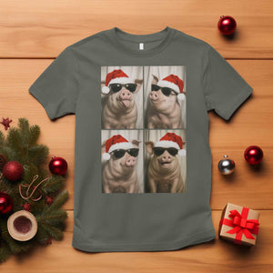 Cute Pig Christmas Selfie T Shirt Funny Holiday Photobooth Gift TS12 Military Green Print Your Wear
