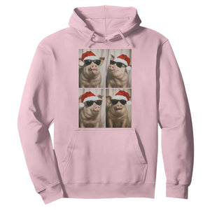 Cute Pig Christmas Selfie Hoodie Funny Holiday Photobooth Gift TS12 Light Pink Print Your Wear