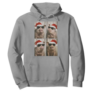 Cute Pig Christmas Selfie Hoodie Funny Holiday Photobooth Gift TS12 Sport Gray Print Your Wear