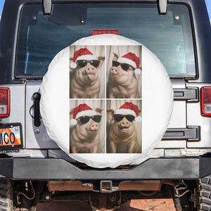 Cute Pig Christmas Selfie Spare Tire Cover Funny Holiday Photobooth Gift TS12 No hole White Print Your Wear