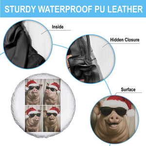 Cute Pig Christmas Selfie Spare Tire Cover Funny Holiday Photobooth Gift TS12 Print Your Wear