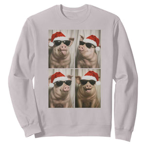 Cute Pig Christmas Selfie Sweatshirt Funny Holiday Photobooth Gift TS12 Ice Gray Print Your Wear