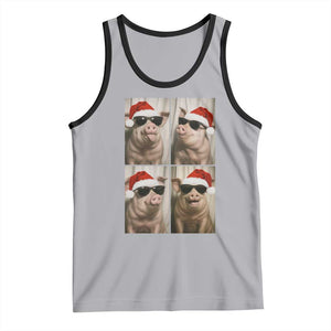Cute Pig Christmas Selfie Tank Top Funny Holiday Photobooth Gift TS12 Athletic Heather Black Print Your Wear