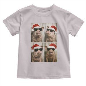 Cute Pig Christmas Selfie Toddler T Shirt Funny Holiday Photobooth Gift TS12 Ice Gray Print Your Wear