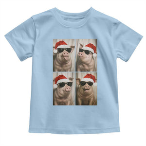 Cute Pig Christmas Selfie Toddler T Shirt Funny Holiday Photobooth Gift TS12 Light Blue Print Your Wear
