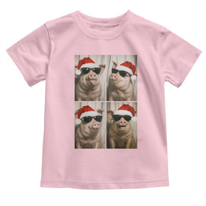 Cute Pig Christmas Selfie Toddler T Shirt Funny Holiday Photobooth Gift TS12 Light Pink Print Your Wear