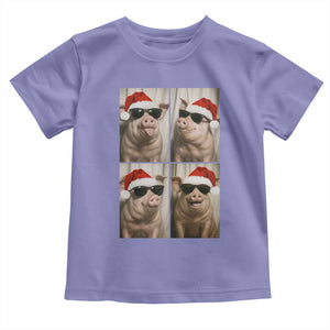 Cute Pig Christmas Selfie Toddler T Shirt Funny Holiday Photobooth Gift TS12 Violet Print Your Wear