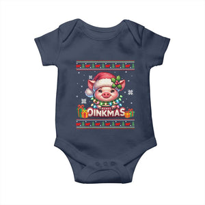 Funny Merry Oinkmas Baby Onesie Pig Lover Ugly Christmas Gift TS12 Navy Print Your Wear