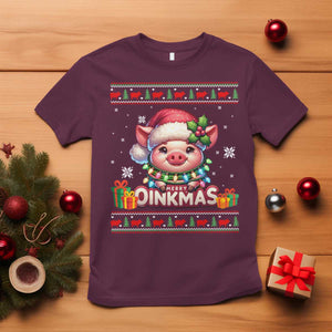 Funny Merry Oinkmas T Shirt Pig Lover Ugly Christmas Gift TS12 Maroon Print Your Wear