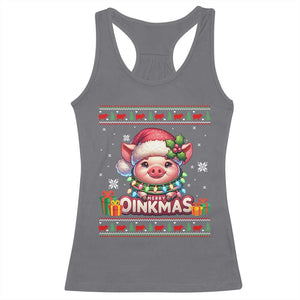 Funny Merry Oinkmas Racerback Tank Top Pig Lover Ugly Christmas Gift TS12 Charcoal Print Your Wear