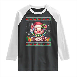 Funny Merry Oinkmas Raglan Shirt Pig Lover Ugly Christmas Gift TS12 Black White Print Your Wear