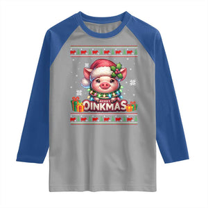 Funny Merry Oinkmas Raglan Shirt Pig Lover Ugly Christmas Gift TS12 Sport Gray Royal Print Your Wear